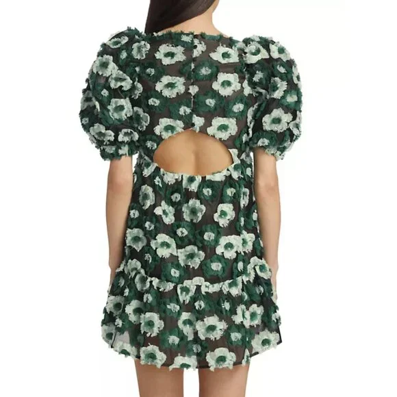 ElliattHelene Textured Floral Minidress